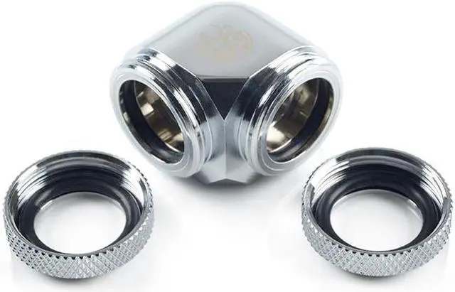 Alt view image 2 of 2 - Bitspower Silver Shining Enhance 90-Degree Dual Multi-Link Adapter For OD 14MM (2PCS)