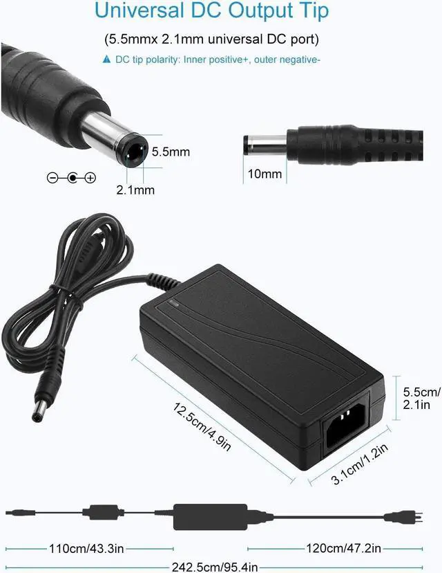 Alt view image 3 of 7 - ALITOVE 24V 3A 72W AC to DC Adapter Power Supply Converter AC 100V ~ 240V to DC 24V 3amp Transformer with 5.5x2.1mm DC Output Jack for 5050 3528 LED Strip Module Light, CCTV Camera System