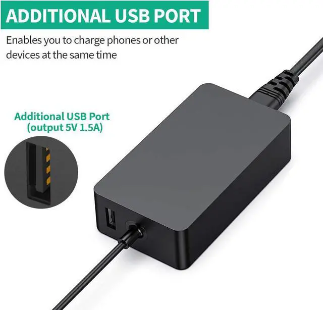 Alt view image 6 of 7 - Surface Pro Charger 65W 15V 4A Surface Laptop Charger Replace for Microsoft Surface Pro X/9/8/7/6/5/4/3 Surface Laptop1/2/3/4 Surface Go1/2/3 Surface Book1/2/3 Power Supply Charger