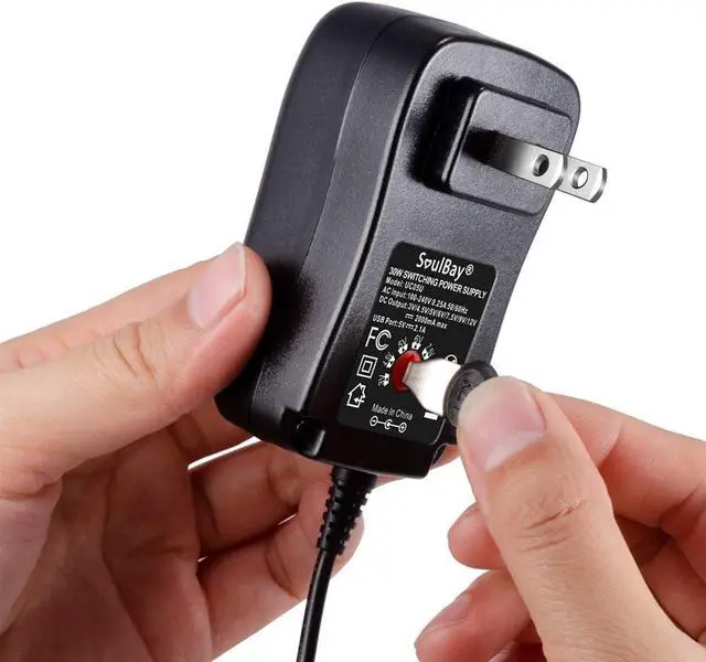 Alt view image 7 of 7 - [Upgraded Version] SoulBay 30W Universal AC/DC Adapter Switching Power Supply with 8 Selectable Adapter Tips, Including Micro USB Plug, for 3V to 12V Household Electronics and LED Strip - 2000mA Max - OEM