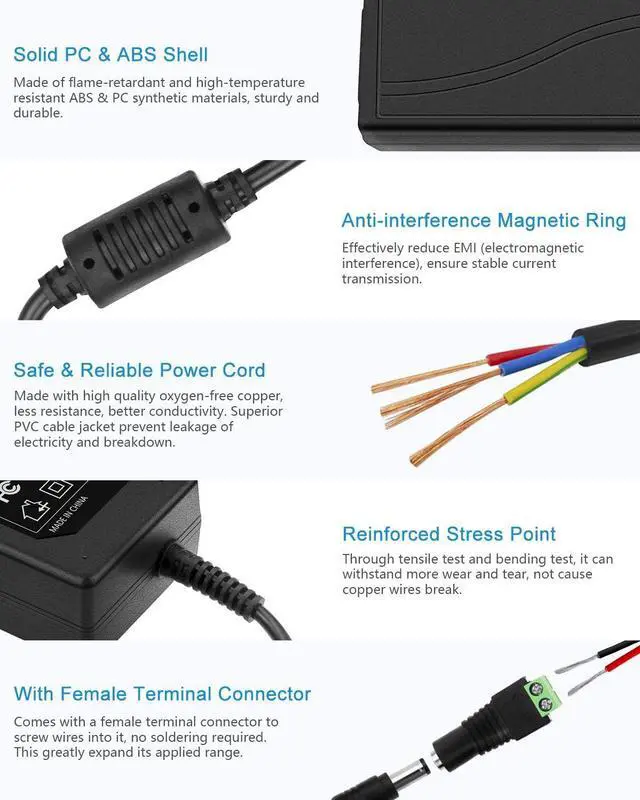 Alt view image 5 of 7 - ALITOVE 24V 3A 72W AC to DC Adapter Power Supply Converter AC 100V ~ 240V to DC 24V 3amp Transformer with 5.5x2.1mm DC Output Jack for 5050 3528 LED Strip Module Light, CCTV Camera System