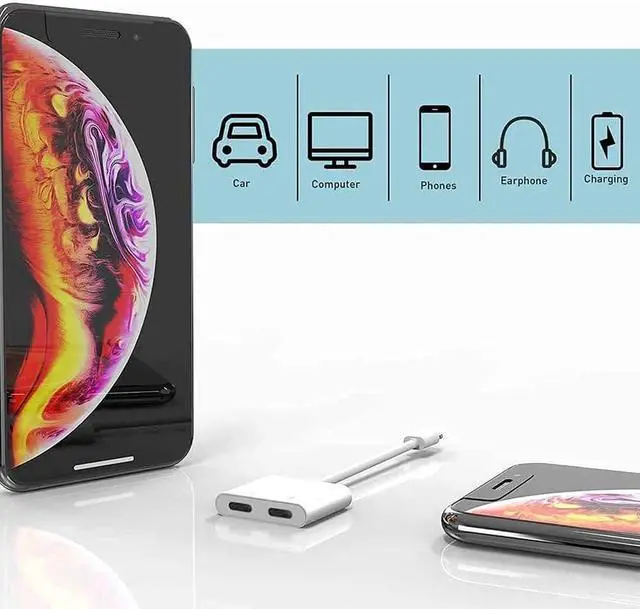 Alt view image 5 of 7 - [Apple MFi Certified] 2PACK iPhone Headphone Adapter 2 in 1 Dual Lightning Port Headphone Audio and Charge Splitter Dongle Headphones Adapter Aux Cord Compatible with iPhone 14/13/12/1 1/SE/XR/X/8/7