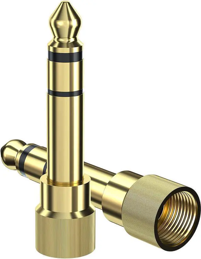 Main image of 6.35mm (1/4 Inch) Male to 3.5mm (1/8 Inch) Female Audio Adapter Gold Plated Stereo Phone Screw-On Adapter for Guitar Headphones Amp 2Pcs