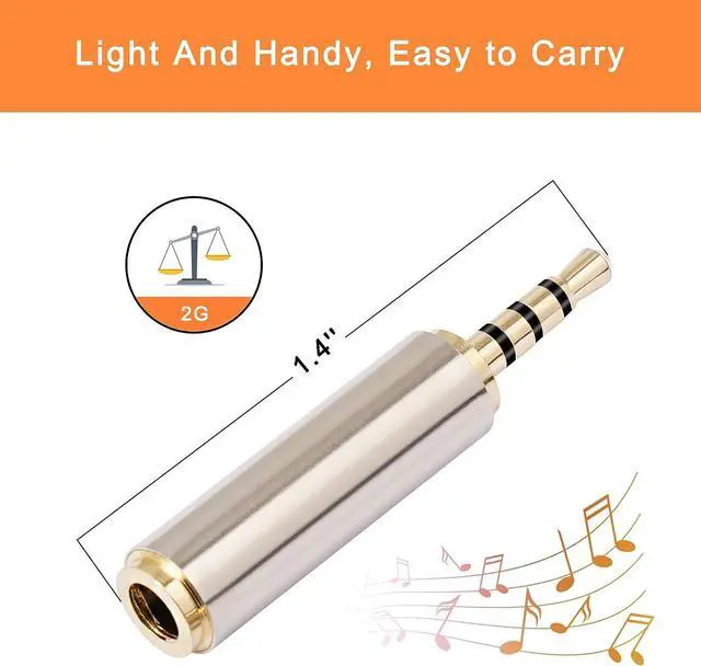 Alt view image 3 of 6 - 2.5mm to 3.5mm Adapter and 3.5mm to 2.5mm Adapter Gold Plated Jack Stereo Full Metal Connector Converter for Smartphones Headphone Mic Tablets Support MIC Function