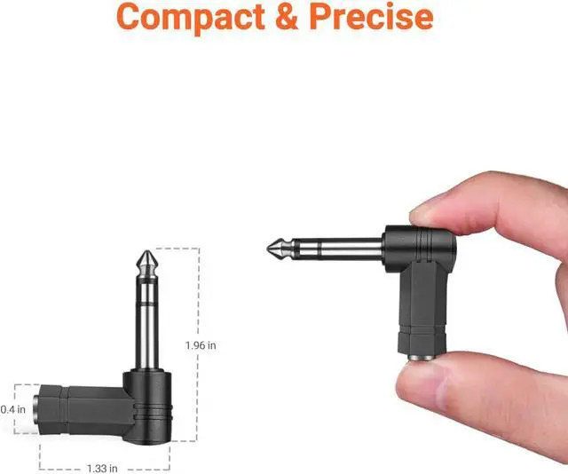 Alt view image 7 of 7 - Right Angled 6.35mm 0.25 inch TRS 3 Pole Male to 3.5mm Female 90 Degree Adapter Converter Extension Extender Stereo Auxiliary AUX Headphone Audio Jack Plug Wire Cord 3 Pack