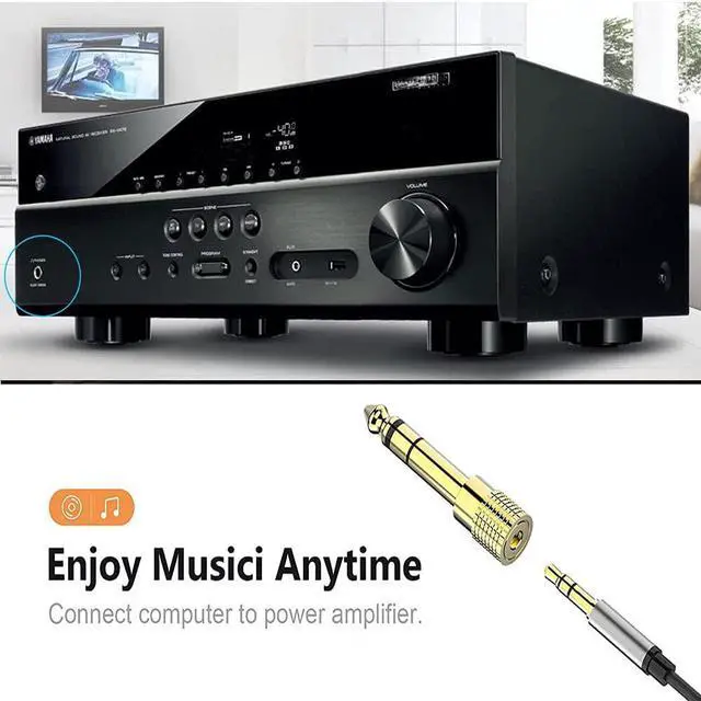 Alt view image 5 of 6 - 6.35mm (1/4 inch) Male to 3.5mm (1/8 inch) Female Stereo Audio Headphone TRS Jack Cable Converter Gold Plated Copper 2 Pack
