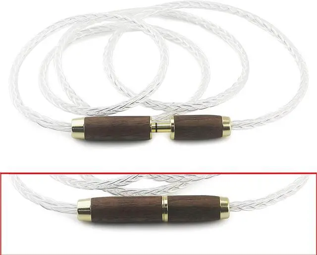 Alt view image 4 of 7 - 4.4mm Male to 4.4mm Female Balanced Headphone Audio Adapter Cable Extension Cord 8 Cores 6N OCC Copper Single Crystal Silver Plated Wire Walnut Wood Shell 4.9ft