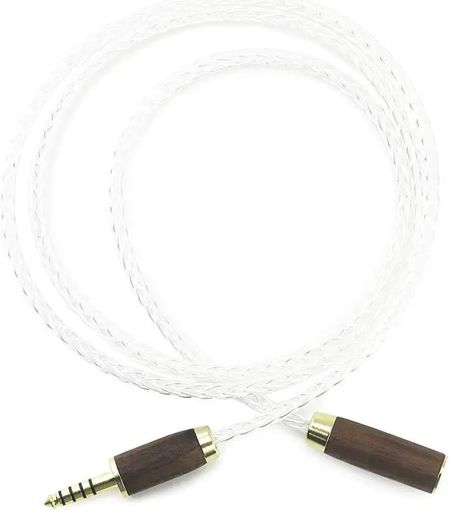 Alt view image 6 of 7 - 4.4mm Male to 4.4mm Female Balanced Headphone Audio Adapter Cable Extension Cord 8 Cores 6N OCC Copper Single Crystal Silver Plated Wire Walnut Wood Shell 4.9ft