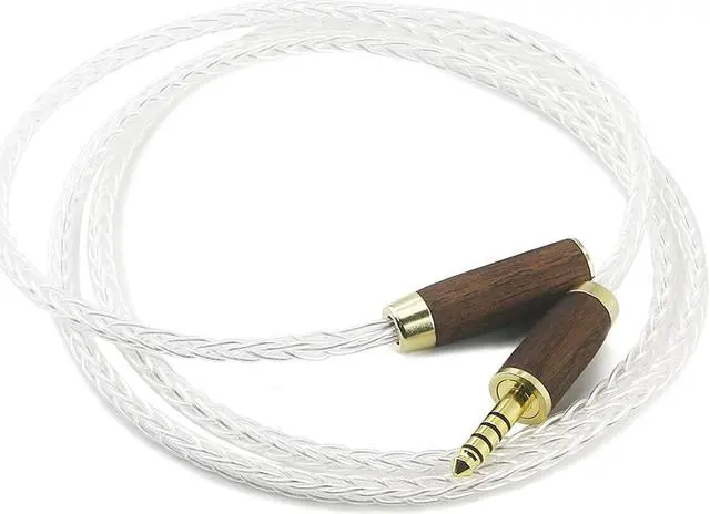 Alt view image 5 of 7 - 4.4mm Male to 4.4mm Female Balanced Headphone Audio Adapter Cable Extension Cord 8 Cores 6N OCC Copper Single Crystal Silver Plated Wire Walnut Wood Shell 4.9ft