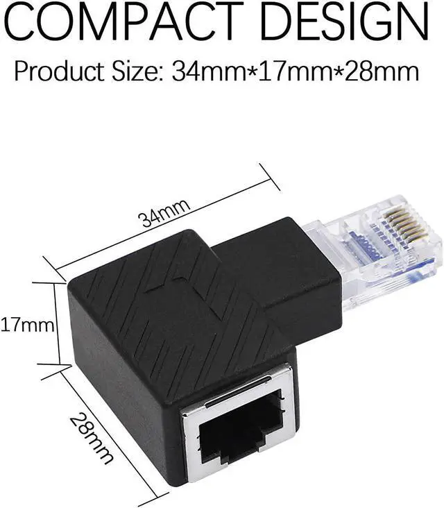 Alt view image 3 of 5 - YACSEJAO Cat5e/Cat6 RJ45 Ethernet Adapter2Pack 90 Degree Ethernet RJ45 / 8P8C Male to Female Right Angle Adapter Support Cat6 / Cat5e / Cat5 Standard LAN CableLeft