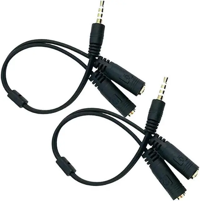 Main image of Seadream 2Pack 3.5mm 4 Position to 2X 3 Position 3.5mm M/F Headset Splitter Adapter,Headset Adapter for headsets with Separate Headphone / Microphone Plugs (2Pack Black)