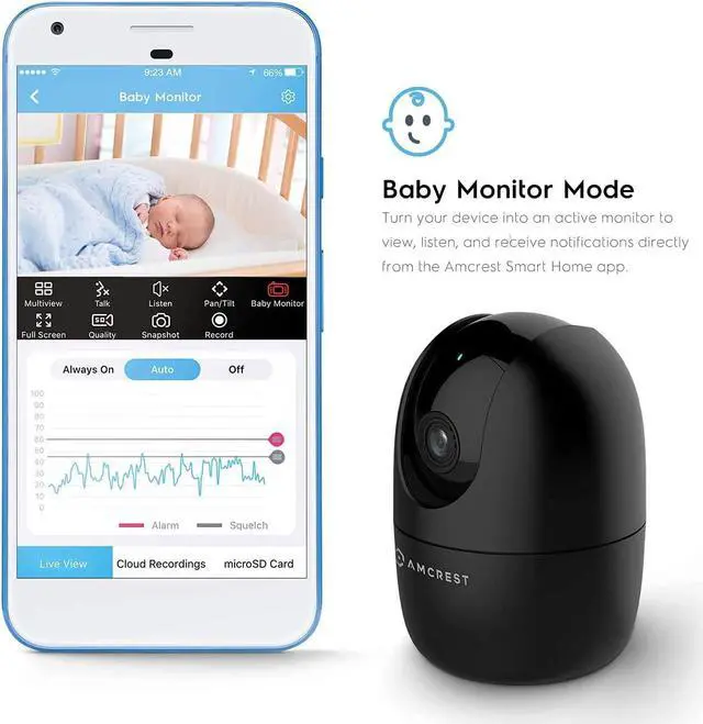 Alt view image 3 of 7 - Amcrest 1080P WiFi Camera Indoor, Nanny Cam, Dog Camera, Sound & Baby Monitor, Human & Pet Detection, Motion-Tracking, 2.4Ghz Only, Pan/Tilt Wireless IP Camera, Night Vision, Smart Home ASH21-B