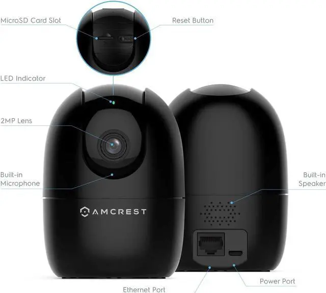 Alt view image 5 of 7 - Amcrest 1080P WiFi Camera Indoor, Nanny Cam, Dog Camera, Sound & Baby Monitor, Human & Pet Detection, Motion-Tracking, 2.4Ghz Only, Pan/Tilt Wireless IP Camera, Night Vision, Smart Home ASH21-B