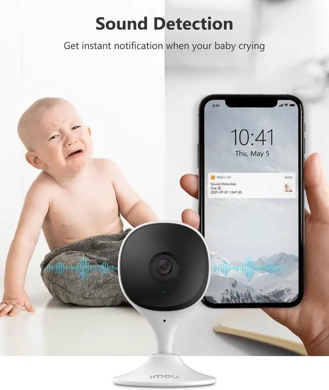 Alt view image 5 of 7 - Imou Home Security Camera 2 Pack 1080P Baby Monitor with Night Vision, 2-Way Audio, Human Detection, Sound Detection, Plug in WiFi Indoor Camera Dog Cam with App, 2.4G Wi-Fi Only, Works with Alexa