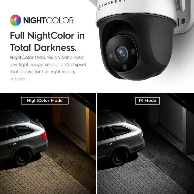 Alt view image 3 of 7 - Amcrest 4MP Outdoor PT WiFi IP Camera Pan Tilt Zoom (Digital 16x) SmartHome WiFi Camera Security Speed Dome, Motorized Pan/Tilt, 98ft Nightcolor, WiFi (2.4Ghz), 107º FOV, IP66, ASH47-W (Refurbished)