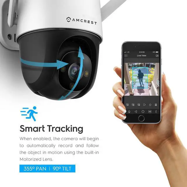 Alt view image 4 of 7 - Amcrest 4MP Outdoor PT WiFi IP Camera Pan Tilt Zoom (Digital 16x) SmartHome WiFi Camera Security Speed Dome, Motorized Pan/Tilt, 98ft Nightcolor, WiFi (2.4Ghz), 107º FOV, IP66, ASH47-W (Refurbished)