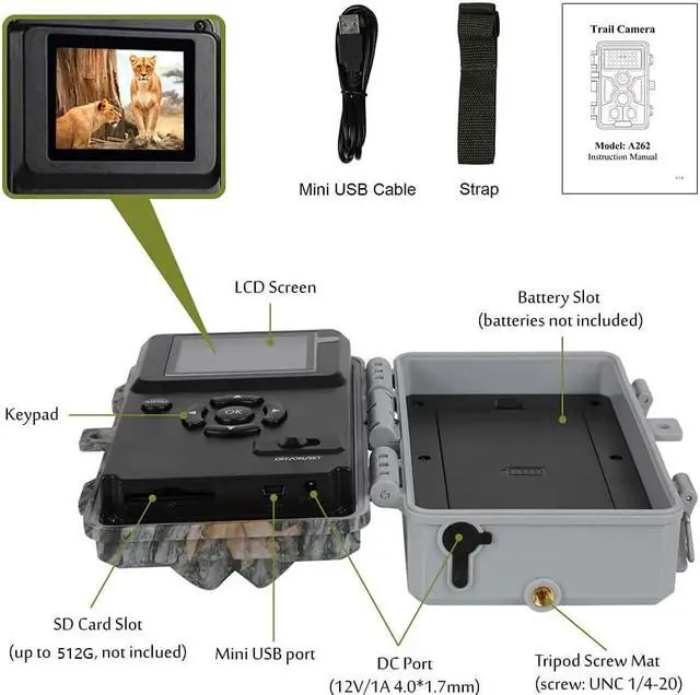 Alt view image 7 of 7 - 2-Pack Trail Camera 64MP 1296P H.264 MP4 Video No Glow 90ft Night Vision 0.1S Trigger Speed Motion Activated Waterproof IP66 Game Cam for Wildlife Hunting or Home Surveillance