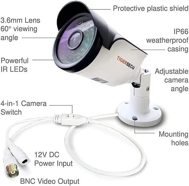 Alt view image 4 of 6 - TIGERSECU Super HD 1080P 4-in-1 Security 4-Camera Bundle