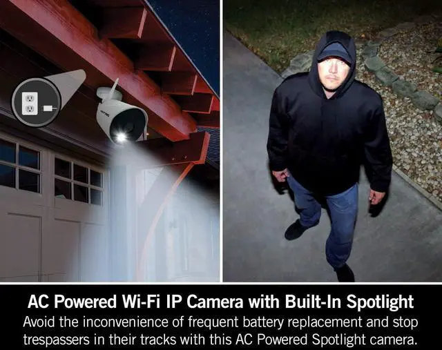 Alt view image 2 of 7 - Night Owl Wi-Fi IP Plug-In 1080p Spotlight Camera With 2-Way Audio, Audio Alerts And Siren, White
