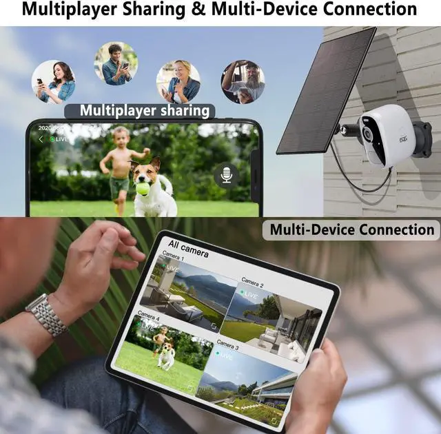 Alt view image 2 of 6 - DCT Solar Camera Outdoor Wireless: Magnetic WiFi 4MP Security Camera Battery Powered PIR/AI Motion Detection Two-Way Talk Spotlight Siren Alarm IP66 Waterproof Cloud/SD Storage