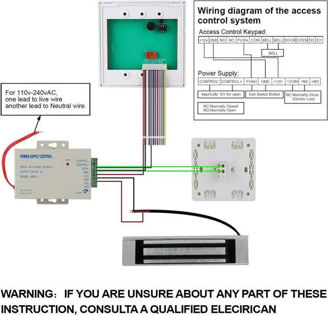 Alt view image 3 of 7 - Proximity RFID Card Access Control System Kit with 180kg 350LB Electric Magnetic lock 110-240V AC to 12v DC 3A 36w Power Supply Proximity Door Entry Keypad 10 Key Fobs EXIT Button