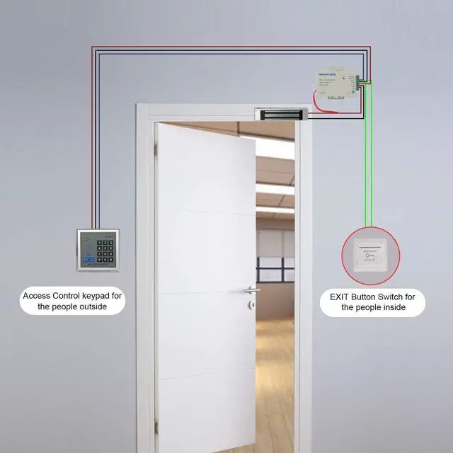 Alt view image 7 of 7 - Proximity RFID Card Access Control System Kit with 180kg 350LB Electric Magnetic lock 110-240V AC to 12v DC 3A 36w Power Supply Proximity Door Entry Keypad 10 Key Fobs EXIT Button