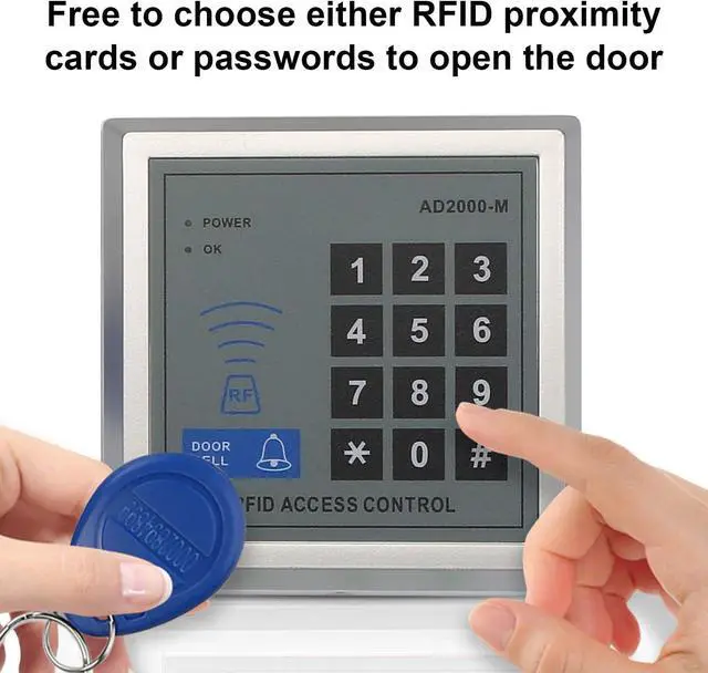 Alt view image 6 of 7 - Proximity RFID Card Access Control System Kit with 180kg 350LB Electric Magnetic lock 110-240V AC to 12v DC 3A 36w Power Supply Proximity Door Entry Keypad 10 Key Fobs EXIT Button