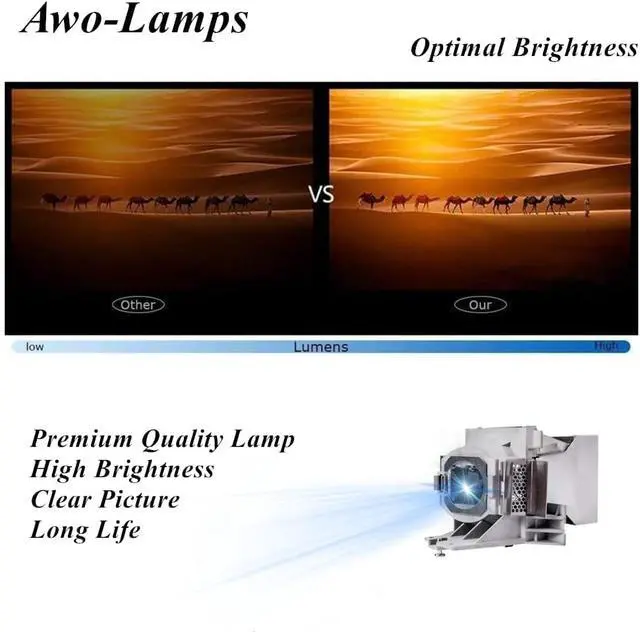 Alt view image 4 of 7 - AWO Original P-VIP240W Lamp Bulb for 5J.JEE05.001 with Housing for BenQ HT2050 HT2050A HT2150ST HT3050 W1110 W1120 W1210ST W2000 W2000+ Projectors