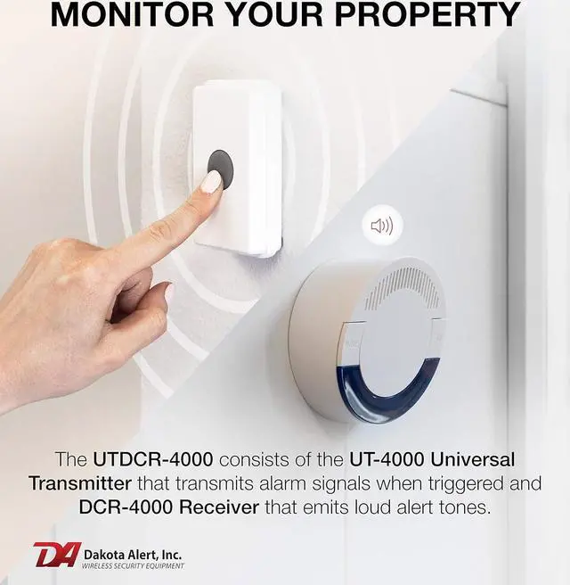 Alt view image 2 of 6 - Alert Wireless Doorbell - UTDCR-4000 One Mile Long Range Wireless Door Bell 4000ft, Doorbell, Panic Button, Mailbox Alert System, Universal Transmitter & DCR-4000 Wireless Receiver