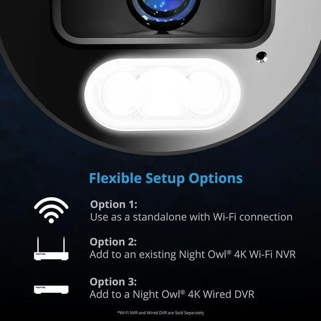 Alt view image 4 of 7 - Night Owl Wi-Fi IP 4K HD Indoor/Outdoor Dual Spotlight Camera with 2-Way Audio, Preset Voice Alerts & Built-in Camera Siren, B09LRKTQKT