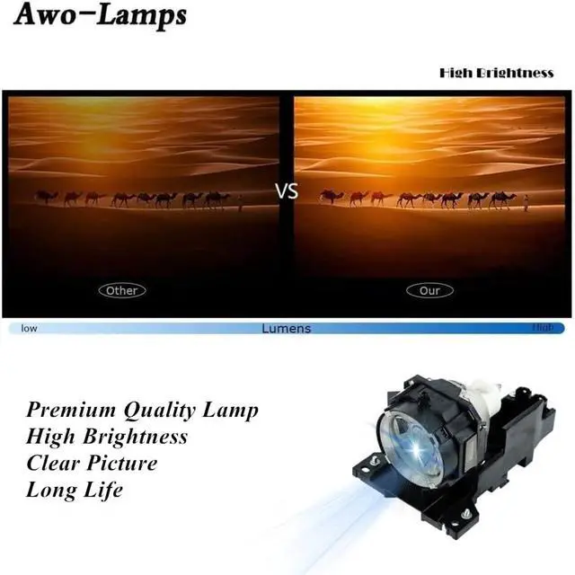 Alt view image 4 of 7 - AWO DT00771 / RLC-021/78-6969-9893-5 Replacement Lamp Bulb with Housing for HITACHI CP-X505,CP-X605,CP-X608 for Ask C445,C445+ for VIEWSONIC PJ1158 for 3M X90/W Projectors