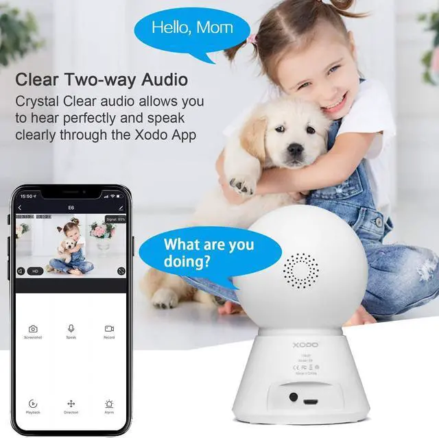 Alt view image 4 of 7 - XODO Wireless Security Camera - 3PK E6 IP 1080P HD Plug-in Indoor WiFi Camera for Home Security/Baby Monitor/Pet, Motion Detection, 2 Way Audio, Night Vision with TF 32GB SD Card Included and Cloud