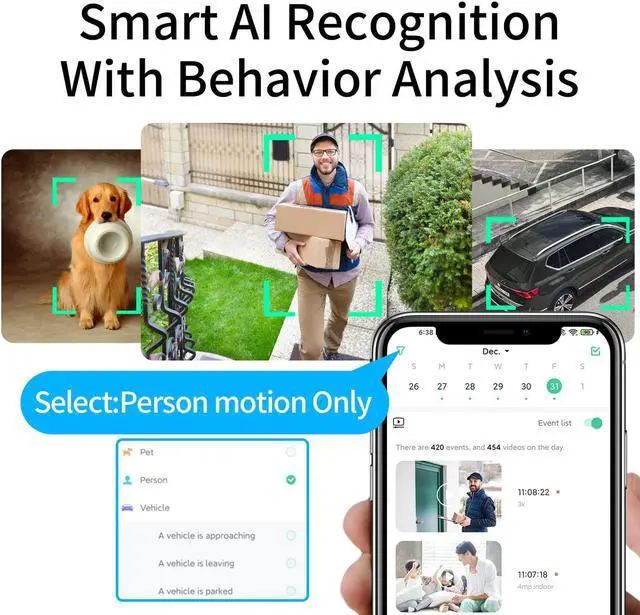 Alt view image 4 of 7 - Wireless Solar Outdoor Security PTZ AI Motion Detection Audio WiFi Camera,Home Security,Spotlight Colorful Night Vision,360 View,IP65 Waterproof,PIR Alarm,Rechargeable