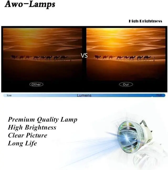 Alt view image 5 of 7 - AWO Original UHP240W Lamp Bulb for 5J.JKX05.001 / 5J.JL805.001 Compatible with BenQ MU613 TH585 TH685 TH685i TH685P Projectors