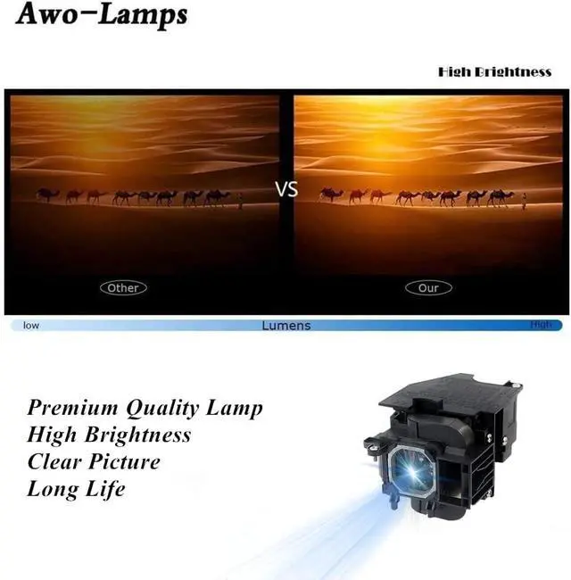 Alt view image 4 of 7 - AWO NP44LP / 100014748 Premium Replacement Lamp Bulb with Housing for NEC NP-P474U,NP-P474W,NP-P554U,NP-P554W,NP-P603X,NP-P604X,NP-PE523X,NP-PE532X Projectors