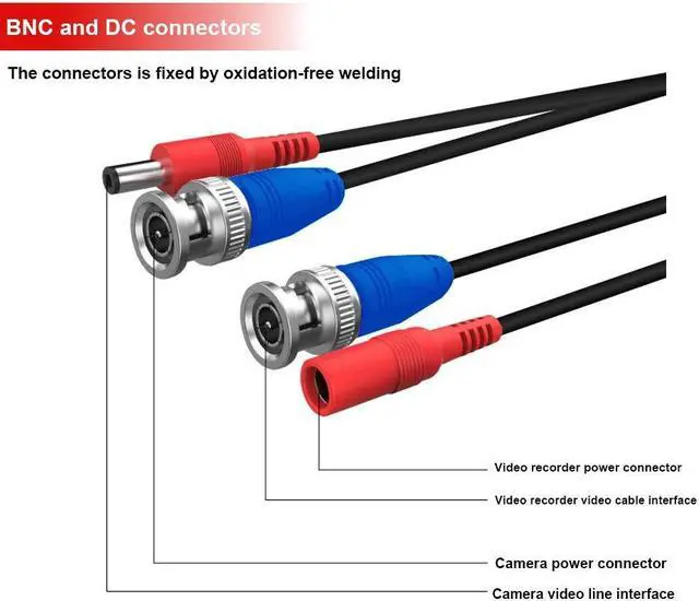 Alt view image 4 of 7 - 4 Pack 200 Feet BNC Video Power Cable Wire Video Security Camera Wire with Connectors for CCTV Camera DVR Surveillance System
