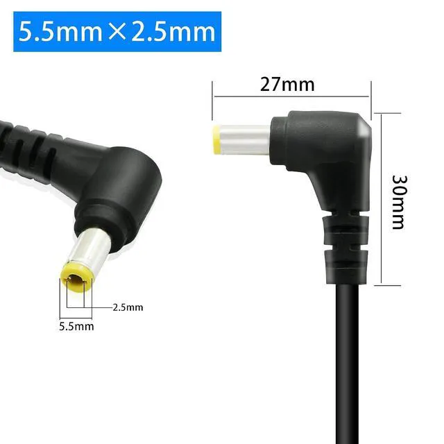 Alt view image 2 of 7 - 2 PCS DC 5.5MM x 2.5MM 90 Degree Male to Male Plug Cable, 18AWG Right Angle DC5525 Power Cable Extension Cord for Strip Lihgt,CCTV,Monitors,etc(0.3m)