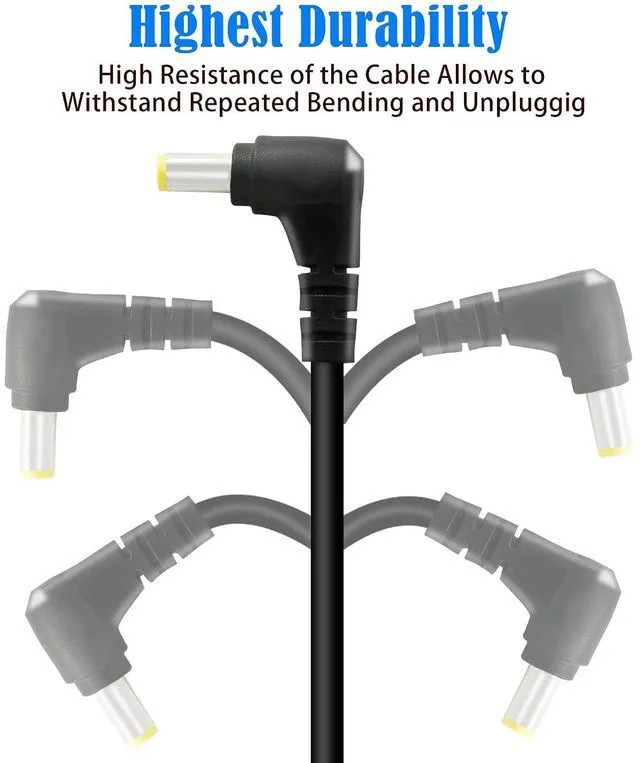 Alt view image 7 of 7 - 2 PCS DC 5.5MM x 2.5MM 90 Degree Male to Male Plug Cable, 18AWG Right Angle DC5525 Power Cable Extension Cord for Strip Lihgt,CCTV,Monitors,etc(0.3m)