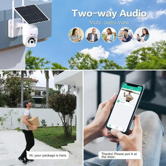 Alt view image 6 of 7 - Ctronics 2.5K 4MP Security Cameras Wireless Outdoor, WiFi Solar Security Camera 2560 * 1440P 10000mAh Battery Powered, 360° PTZ, Color Night Vision, PIR Human Detection, 2-Way Audio, IP66
