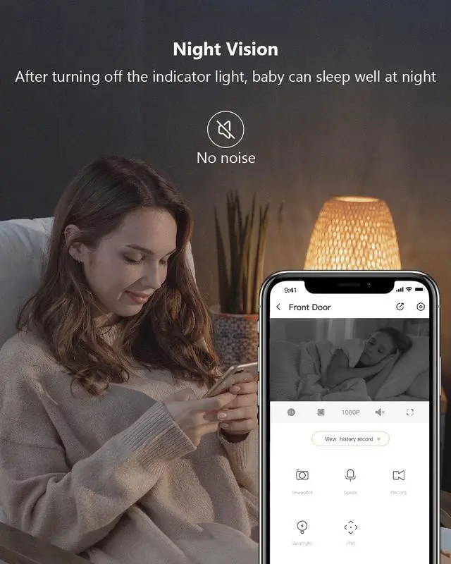 Alt view image 5 of 7 - Imou Security Camera Indoor Camera Pan/Tilt Wireless Home Camera, Plug-in WiFi Camera Baby Monitor with Night Vision, 2-Way Audio, Human & Sound Detection, Motion Tracking(2.4G ONLY)