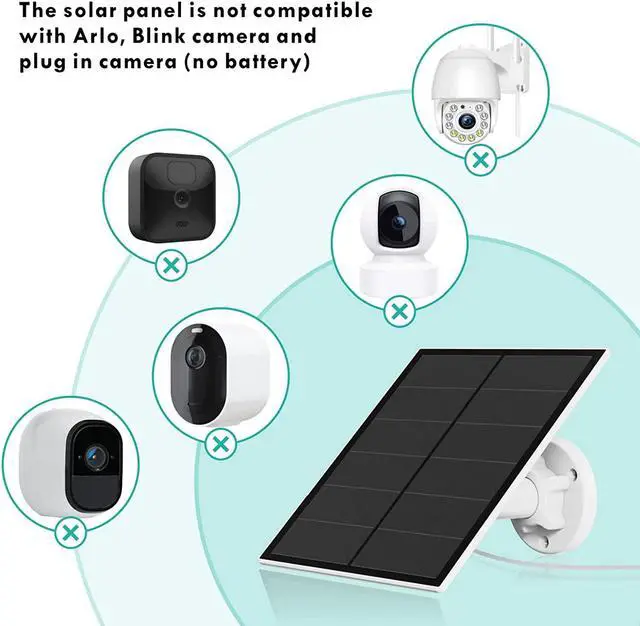 Alt view image 3 of 7 - Solar Panel for Security Camera, 5W USB Solar Panel Compatible with Rechargeable Battery Camera, Solar Panel Charger for Camera with IP65 Waterproof, Adjustable Bracket, 9.8ft Cable(2 Pack)