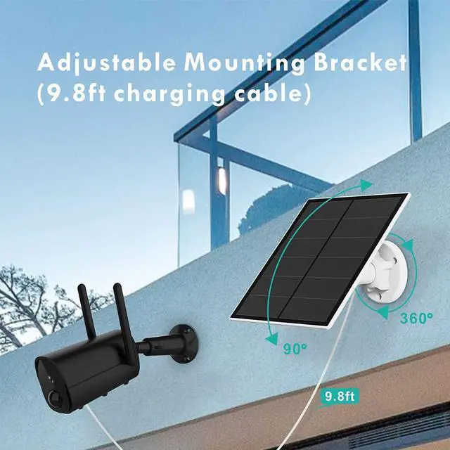 Alt view image 5 of 7 - Solar Panel for Security Camera, 5W USB Solar Panel Compatible with Rechargeable Battery Camera, Solar Panel Charger for Camera with IP65 Waterproof, Adjustable Bracket, 9.8ft Cable(2 Pack)