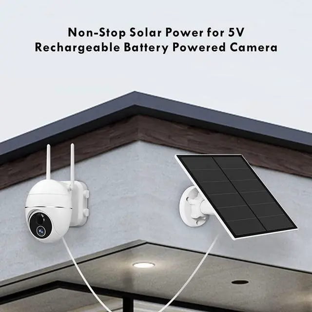 Alt view image 4 of 7 - Solar Panel for Security Camera, 5W USB Solar Panel Compatible with Rechargeable Battery Camera, Solar Panel Charger for Camera with IP65 Waterproof, Adjustable Bracket, 9.8ft Cable(2 Pack)