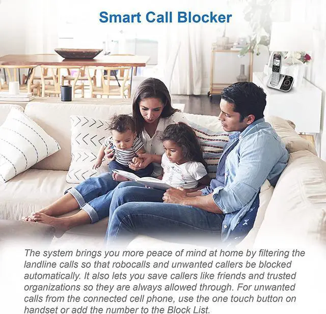 Alt view image 3 of 7 - VTECH VS112-2 DECT 6.0 Bluetooth 2 Handset Cordless Phone for Home with Answering Machine, Call Blocking, Caller ID, Intercom and Connect to Cell (Silver & Black)
