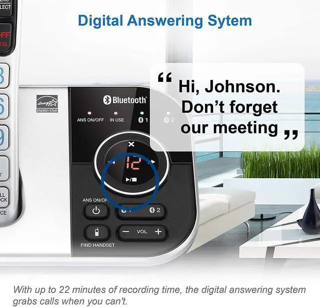 Alt view image 6 of 7 - VTECH VS112-2 DECT 6.0 Bluetooth 2 Handset Cordless Phone for Home with Answering Machine, Call Blocking, Caller ID, Intercom and Connect to Cell (Silver & Black)