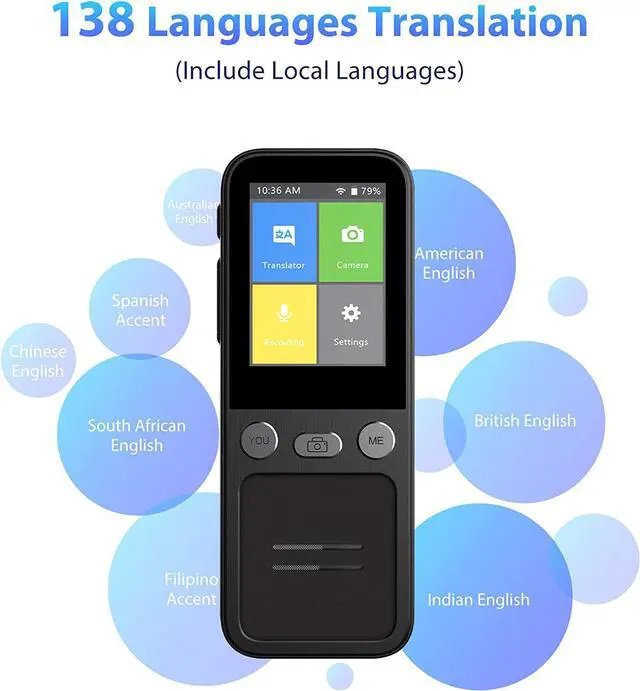 Alt view image 4 of 4 - AI Language Smart Translator 138 Languages Online Translation Device 14 Languages Offline Translator,White,White