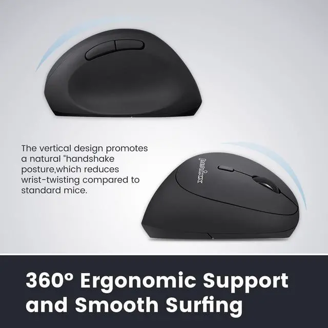 Alt view image 3 of 7 - Perixx PERIMICE-619B Bluetooth Portable Vertical Mouse - Wireless 3-in-1 Multi-Device Spec - Silent-Click - Portable Compact Size - Black - Right Handed