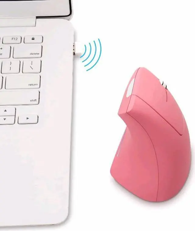 Alt view image 5 of 7 - Sunffice Vertical Mouse, Ergonomic Vertical Mouse, 2.4G High Precision Optical Mice 800/1200/1600DPI for PC Laptop Desktop Mac (Wireless Pink)
