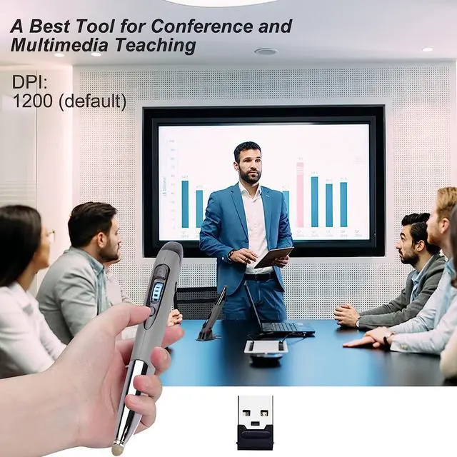 Alt view image 3 of 7 - Wireless Optical Pocket Pen Mouse 2.4GHZ USB Wireless Optical Handwriting Mini Air Pen Mouse Mice for PC Laptop Notebook Computer Mac (Voice&Bluetooth Grey1)