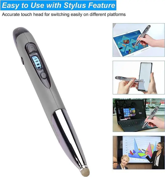 Alt view image 6 of 7 - Wireless Optical Pocket Pen Mouse 2.4GHZ USB Wireless Optical Handwriting Mini Air Pen Mouse Mice for PC Laptop Notebook Computer Mac (Voice&Bluetooth Grey1)
